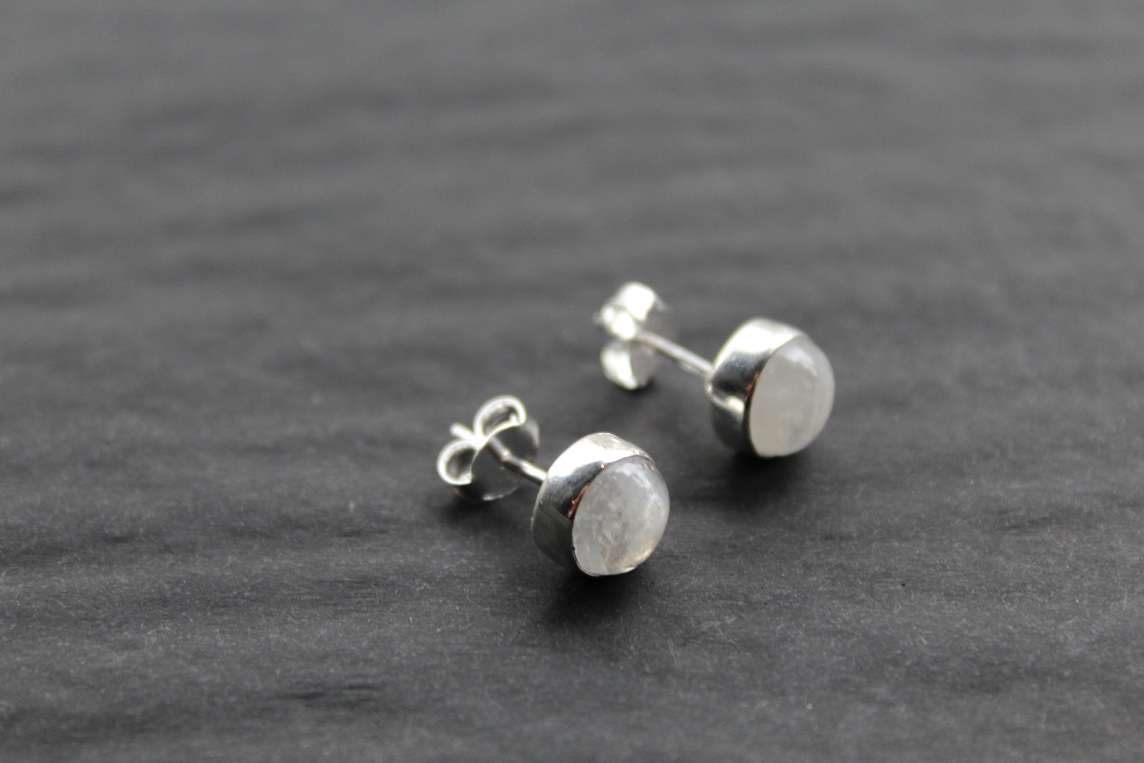 Moonstone Round Stone Studs