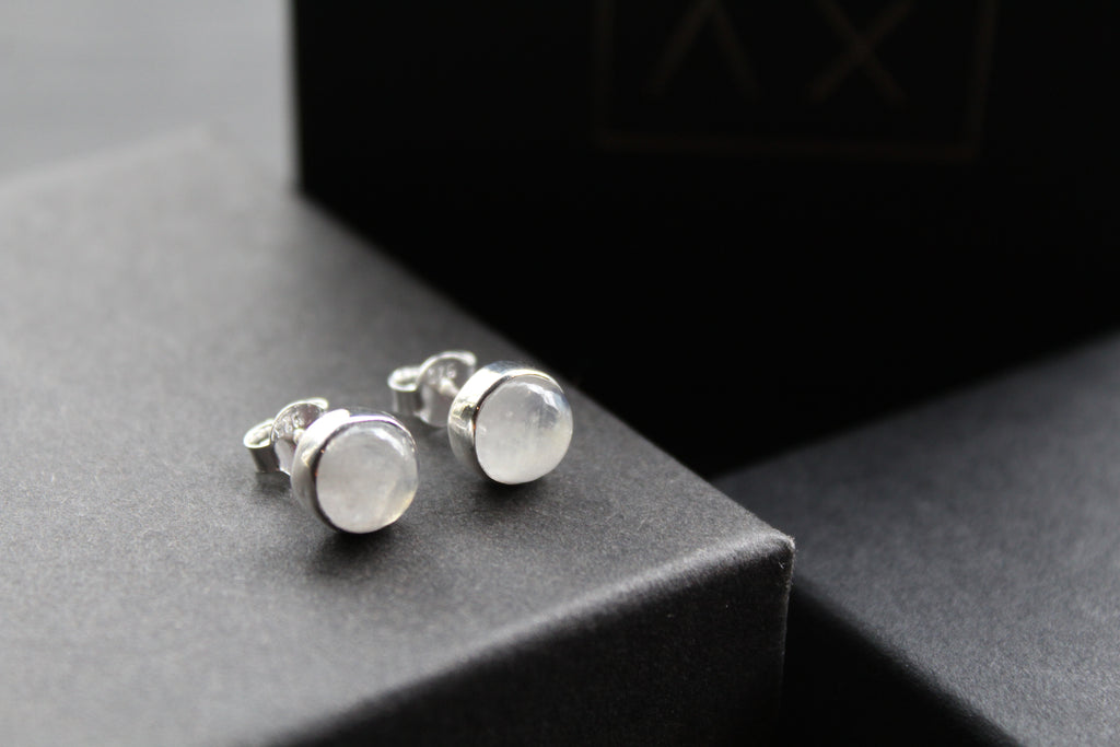 Moonstone Round Stone Studs