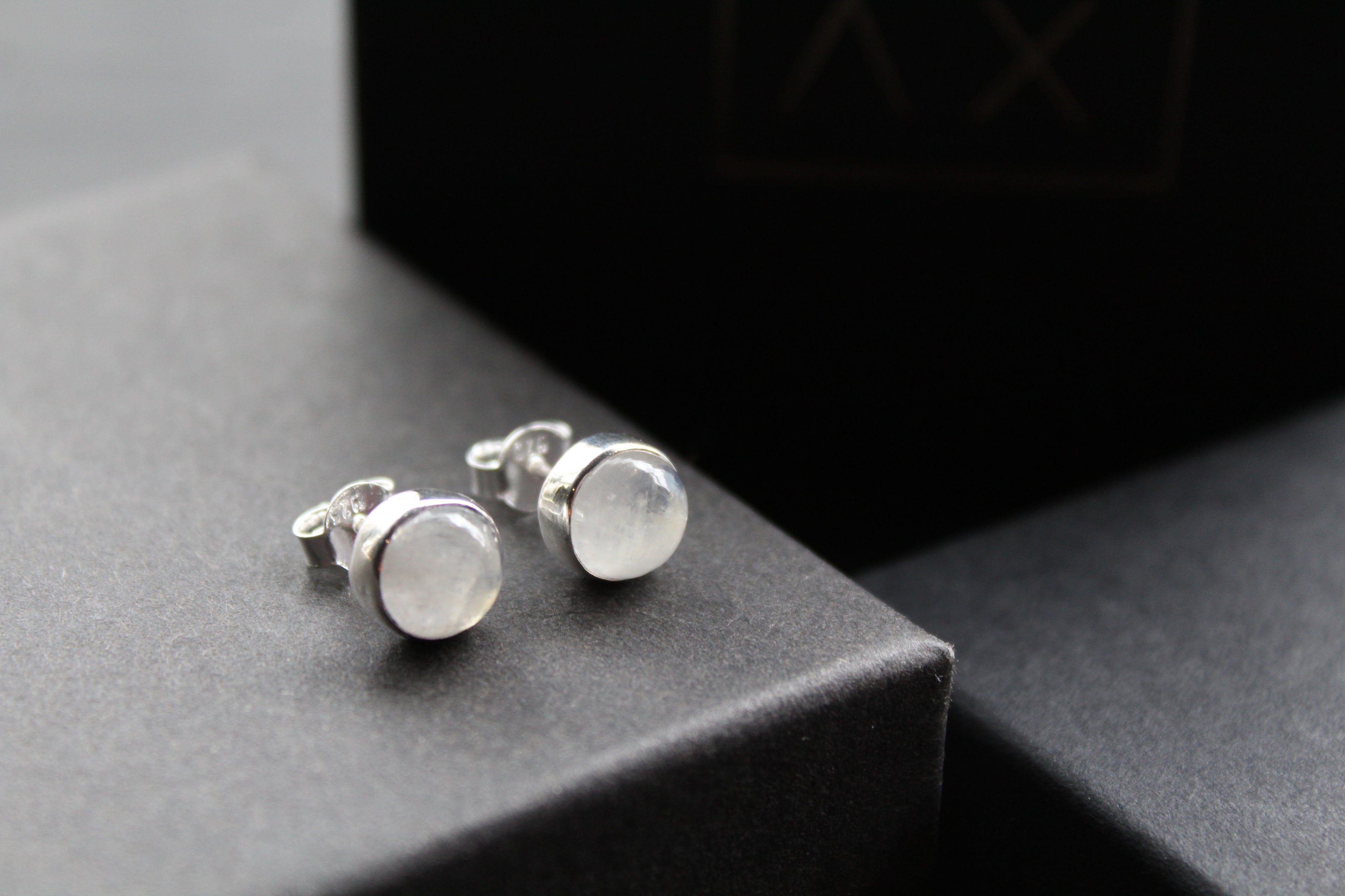 Moonstone Round Stone Studs