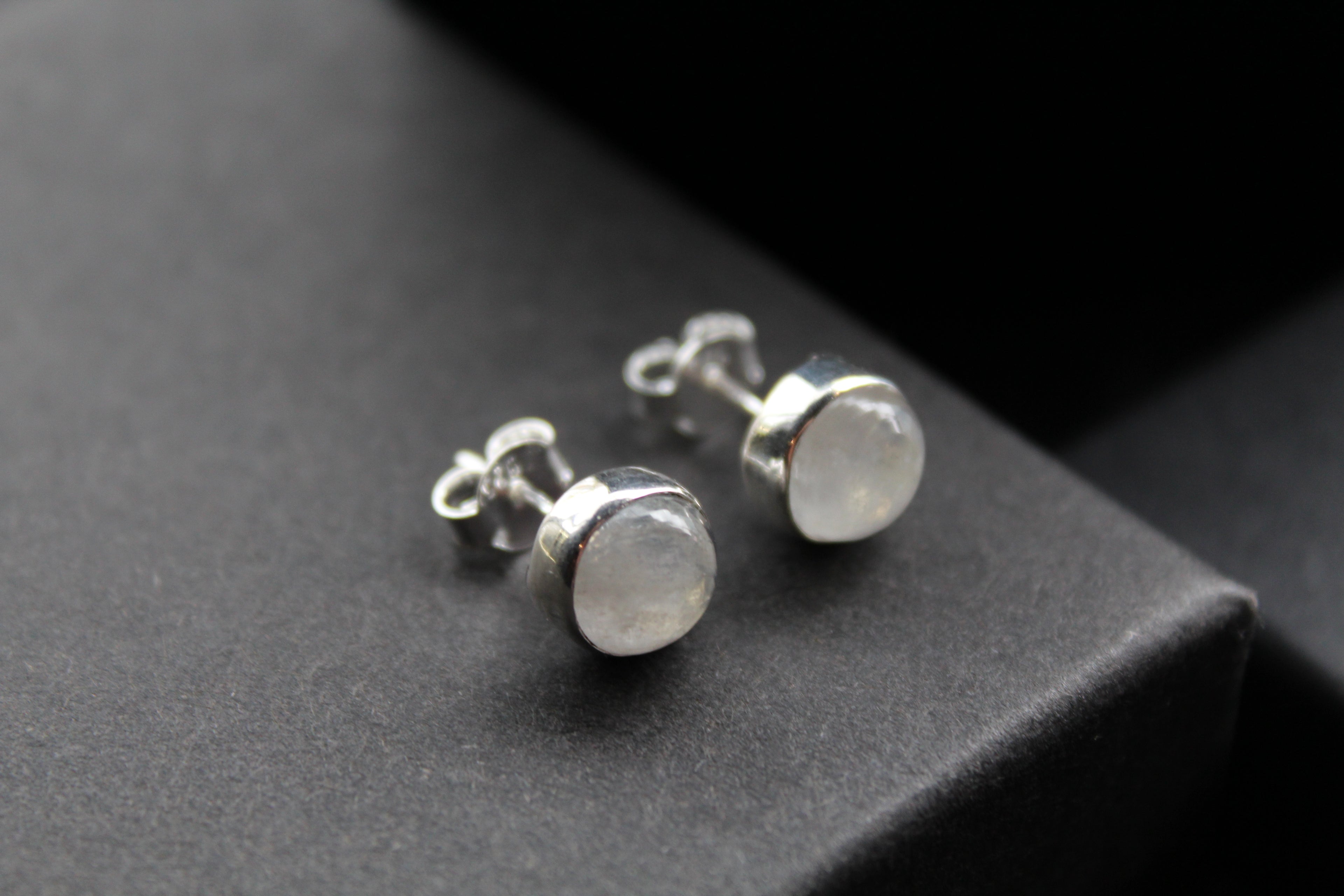 Moonstone Round Stone Studs