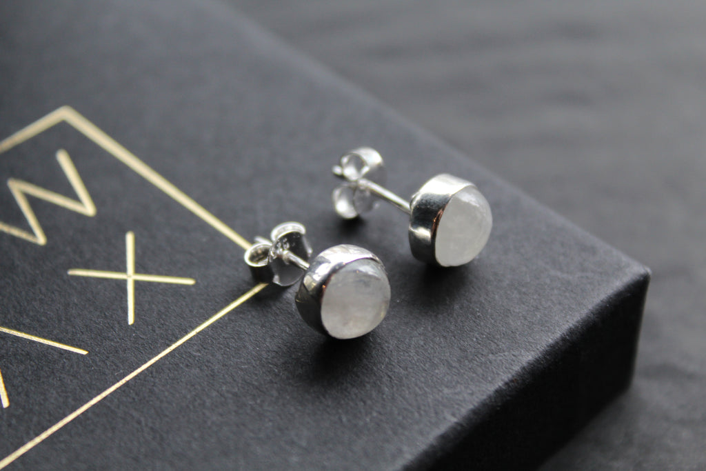 Moonstone Round Stone Studs