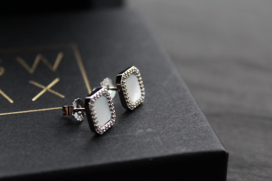 Mother of Pearl Tile Earrings