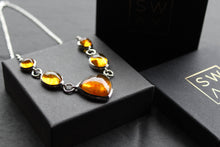 Load image into Gallery viewer, Multi-Shape Statement Necklace with Amber
