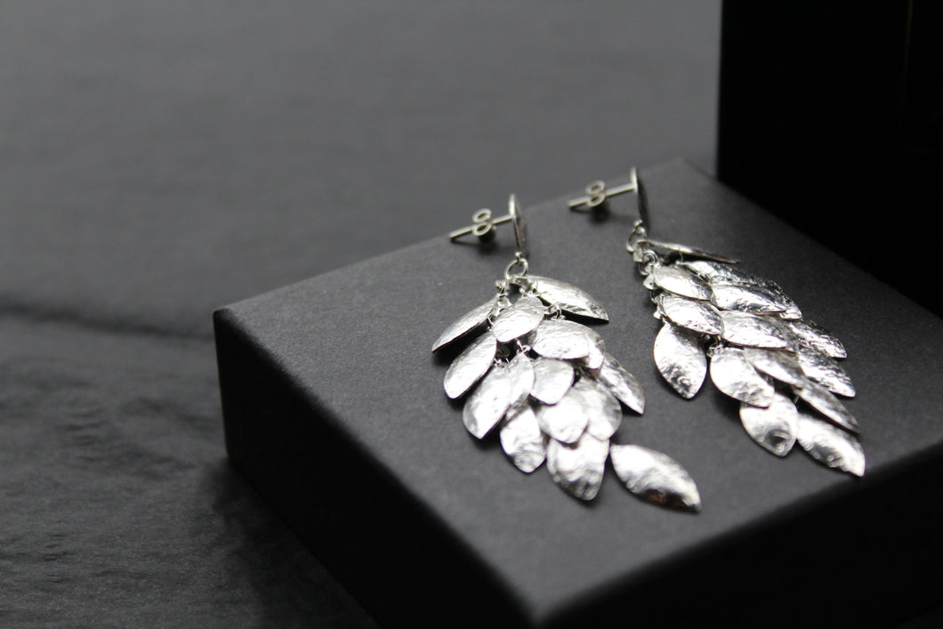 Multi Leaf Long Drop Earrings