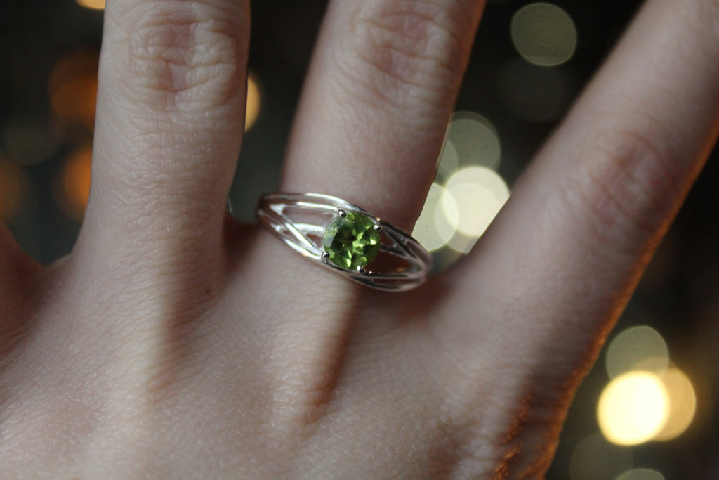 Multi Strand Ring with Faceted Peridot