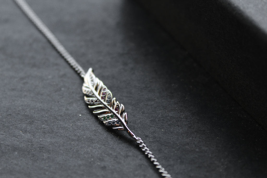 Multi coloured Cubic Zirconia Feather Bracelet