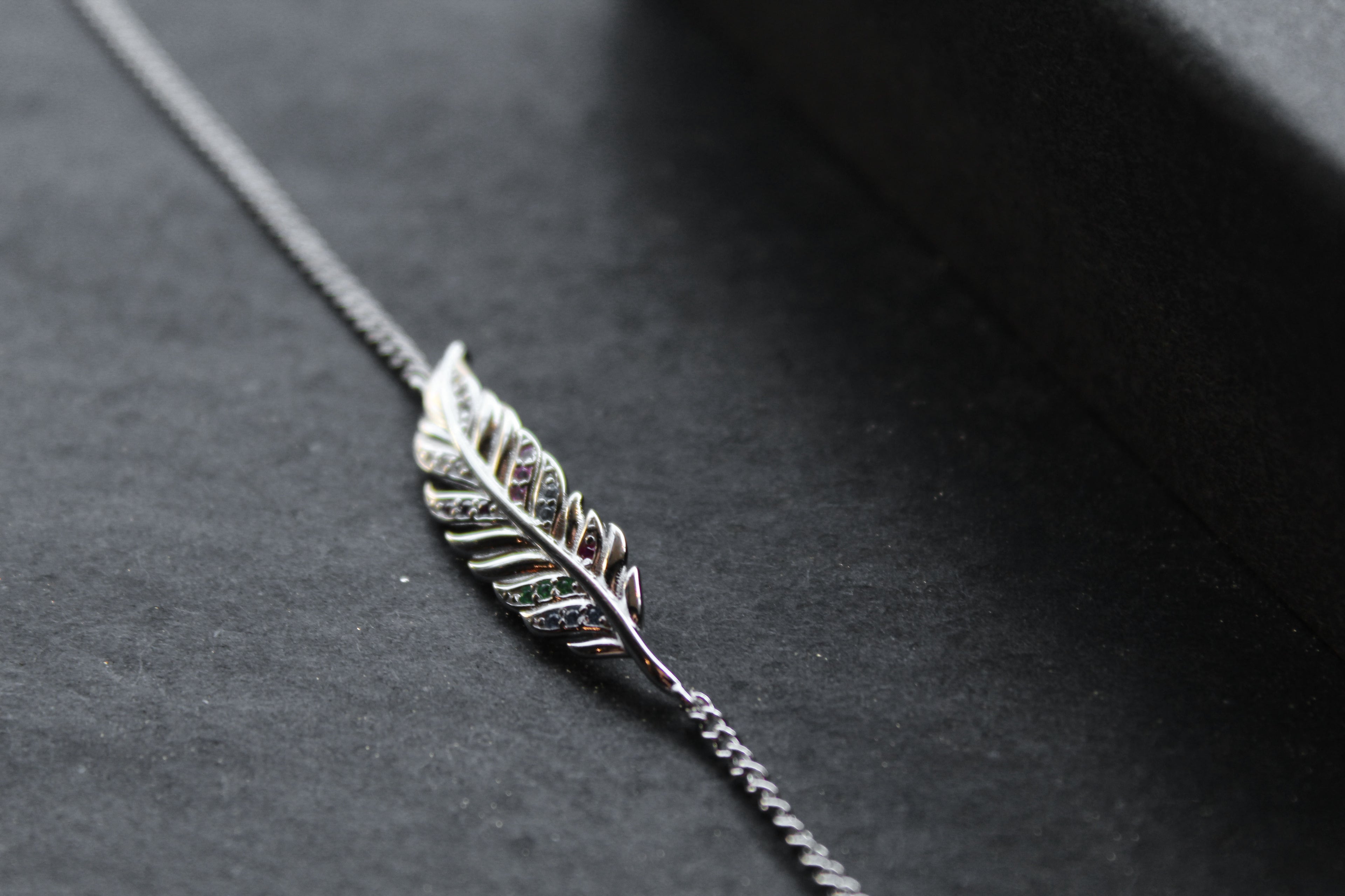 Multi coloured Cubic Zirconia Feather Bracelet
