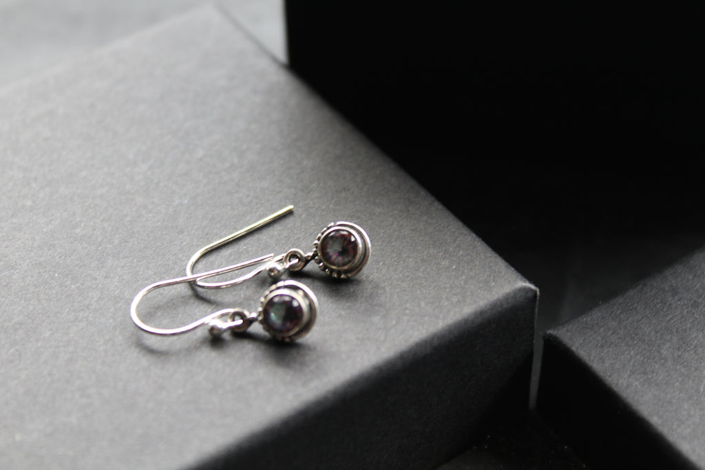 Mystic Topaz Small Round Boho Earrings