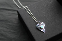 Load image into Gallery viewer, Opalite Hammered Heart Pendant &amp; Chain

