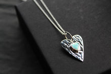 Load image into Gallery viewer, Opalite Hammered Heart Pendant &amp; Chain
