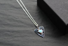 Load image into Gallery viewer, Opalite Hammered Heart Pendant &amp; Chain
