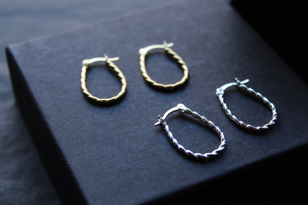 Oval Barley Twist Hoops