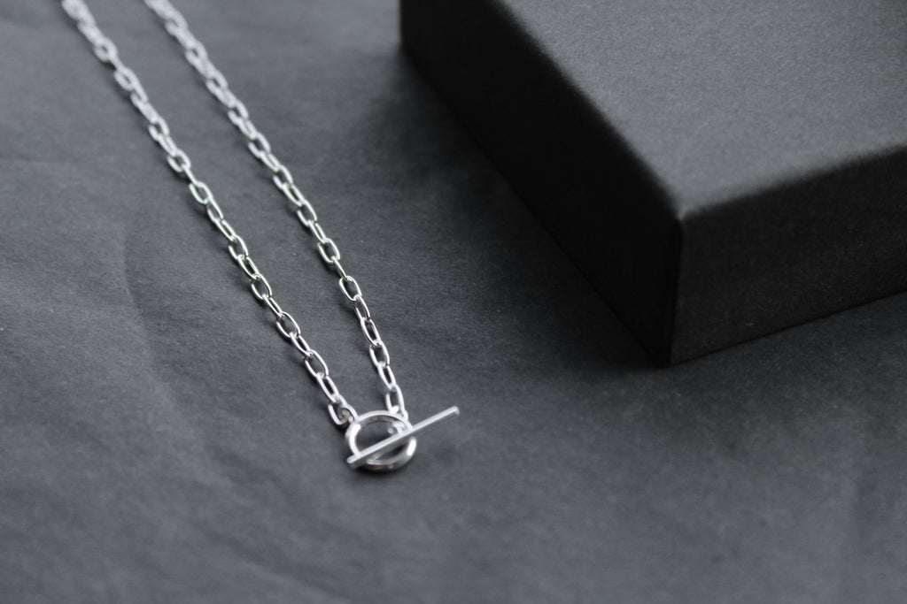 Oval Belcher Charm Necklace