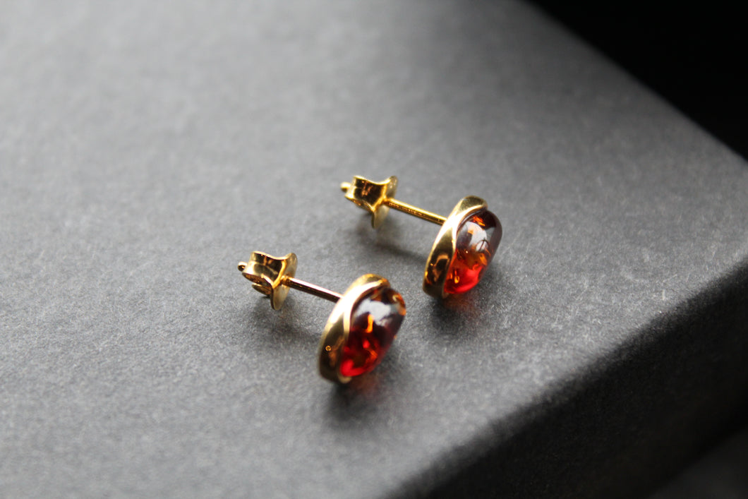 Oval Cognac Amber Studs