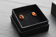 Load image into Gallery viewer, Oval Cognac Amber Studs
