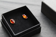 Load image into Gallery viewer, Oval Cognac Amber Studs
