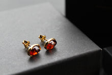 Load image into Gallery viewer, Oval Cognac Amber Studs

