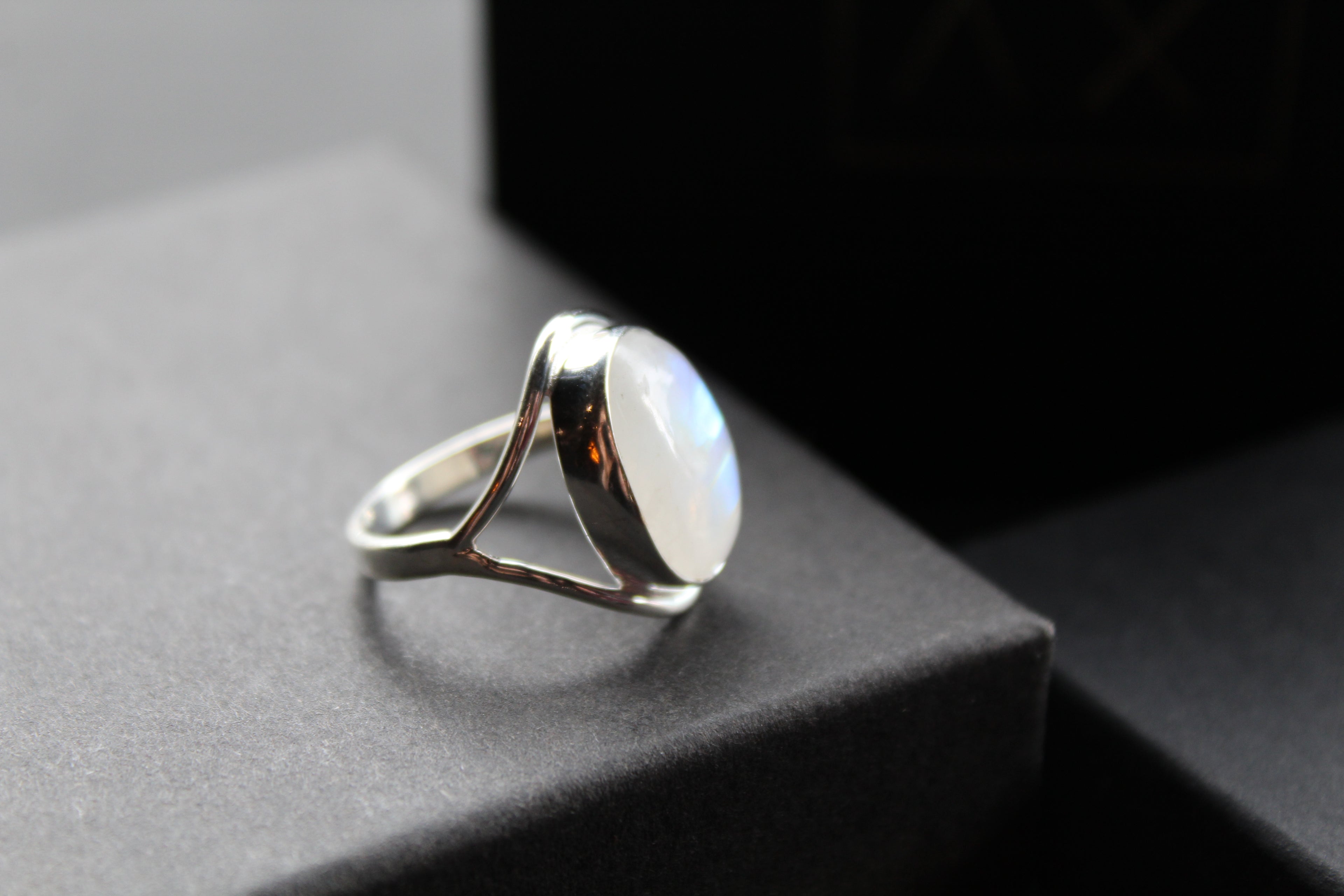 Oval Moonstone Silver Ring