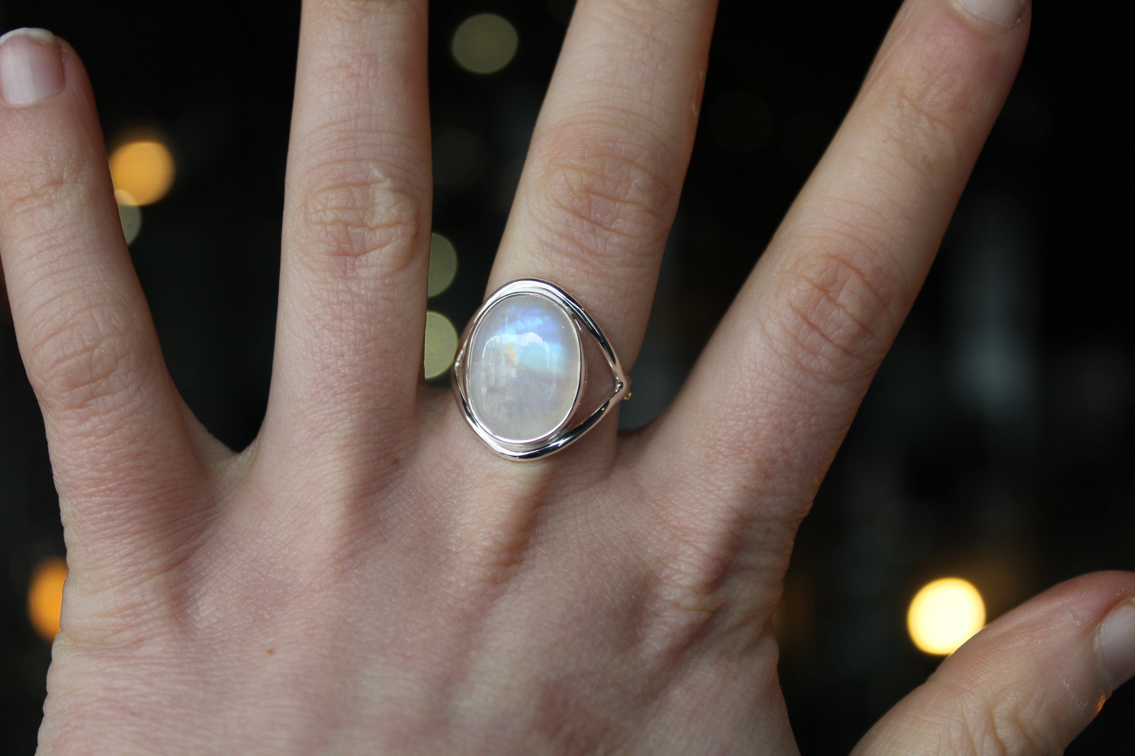 Oval Moonstone Silver Ring
