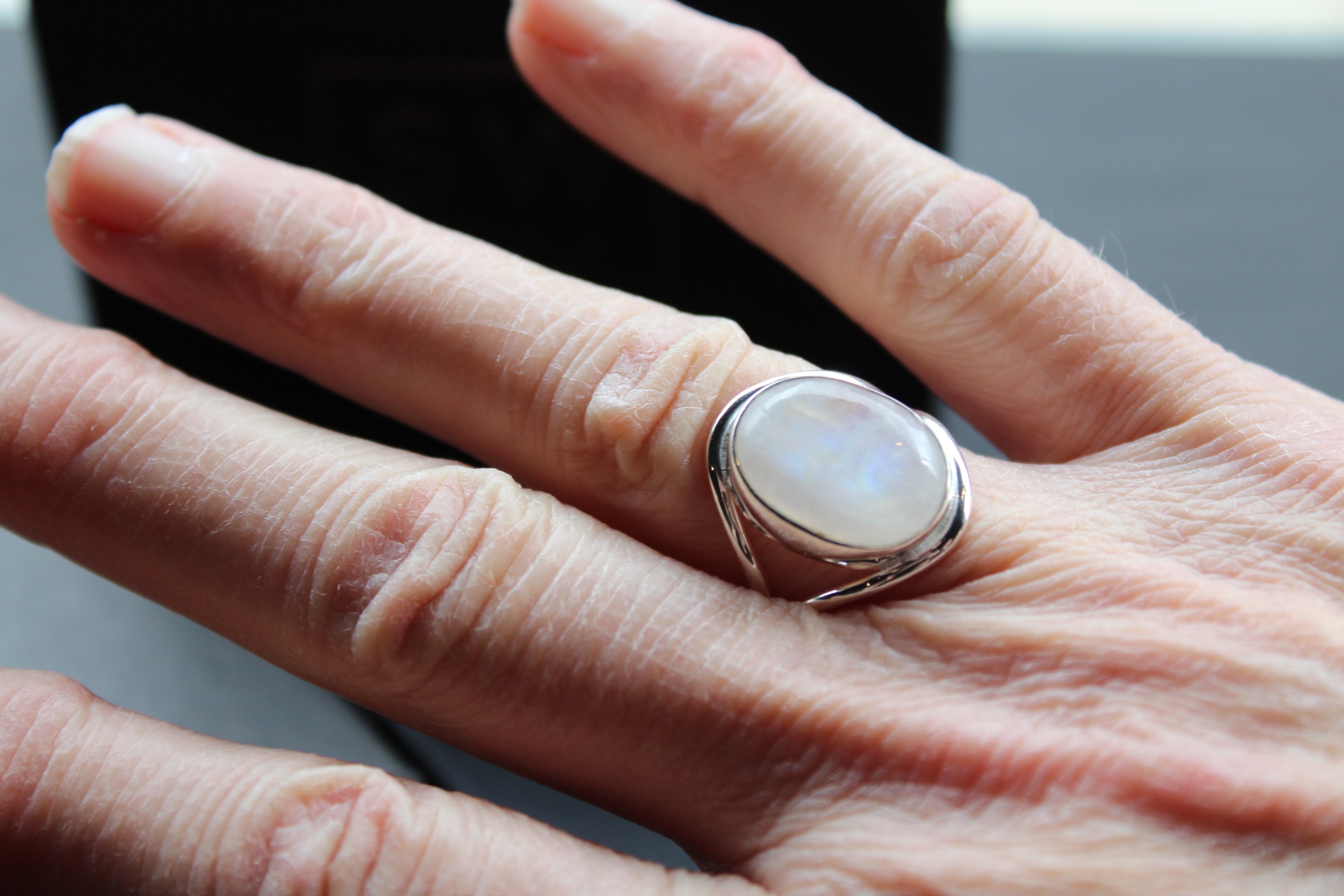 Oval Moonstone Silver Ring