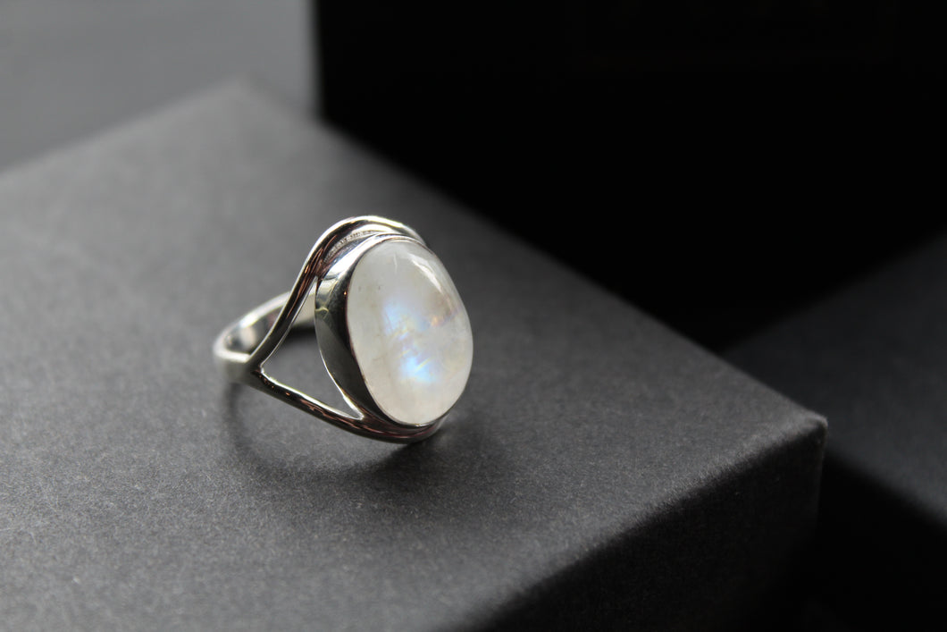 Oval Moonstone Silver Ring