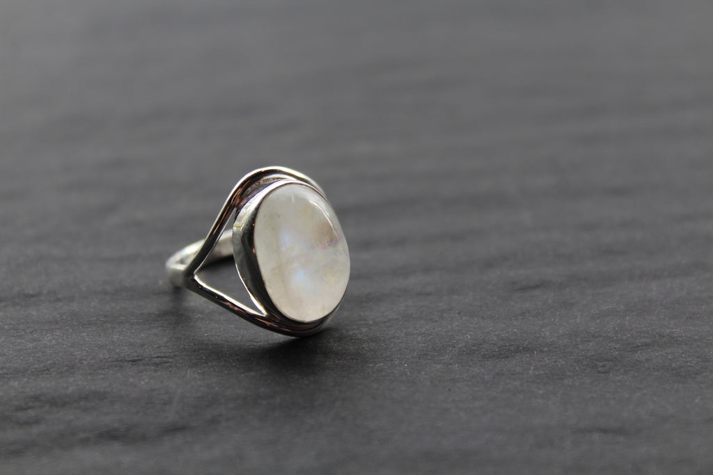 Oval Moonstone Silver Ring