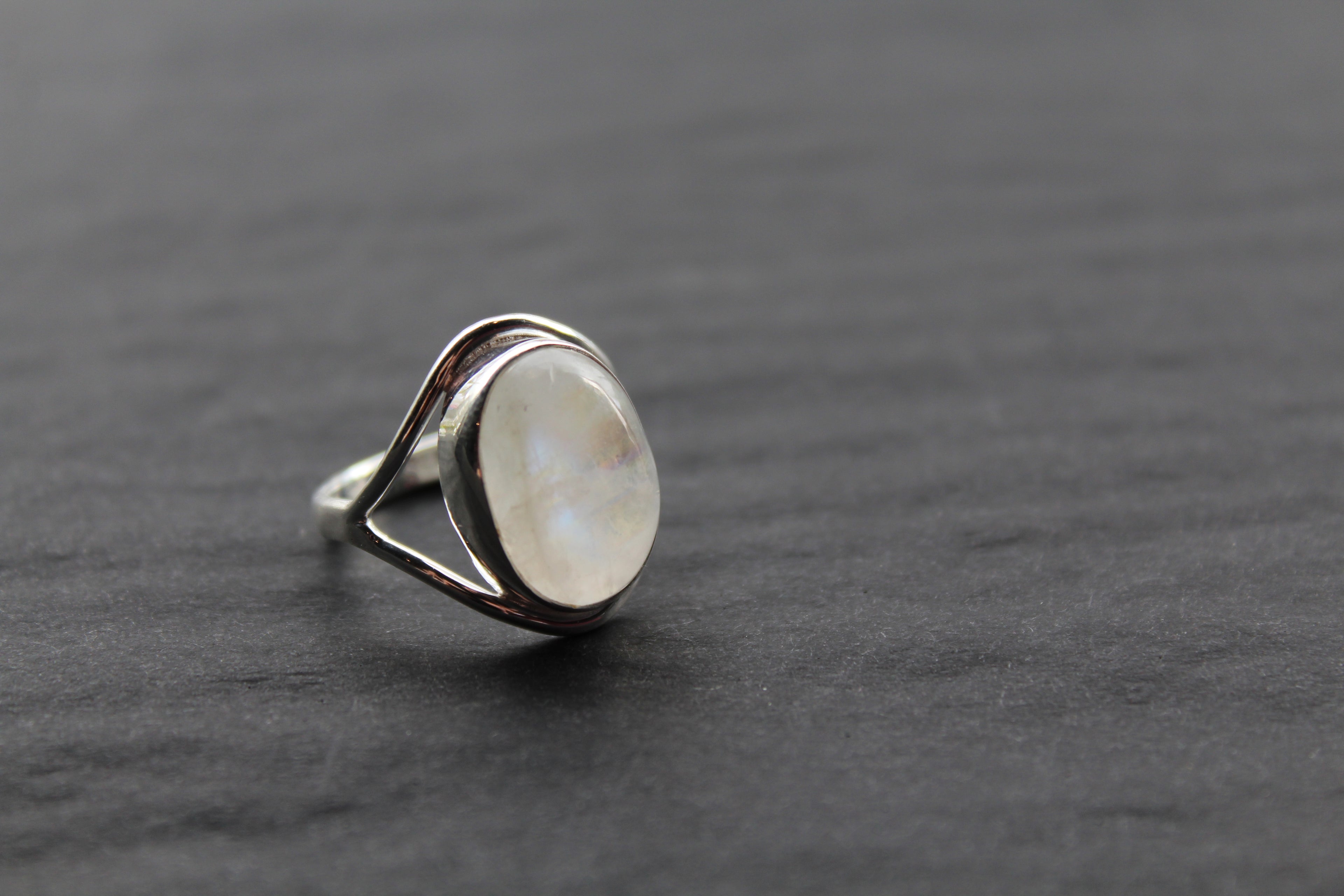 Oval Moonstone Silver Ring