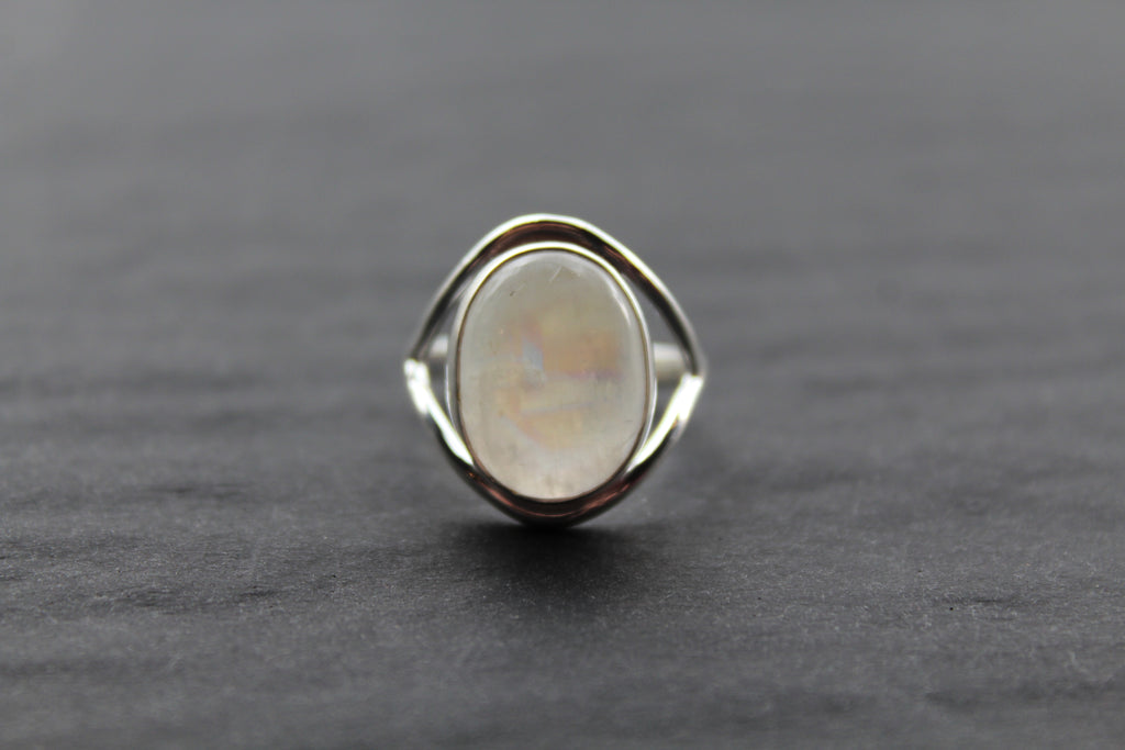 Oval Moonstone Silver Ring