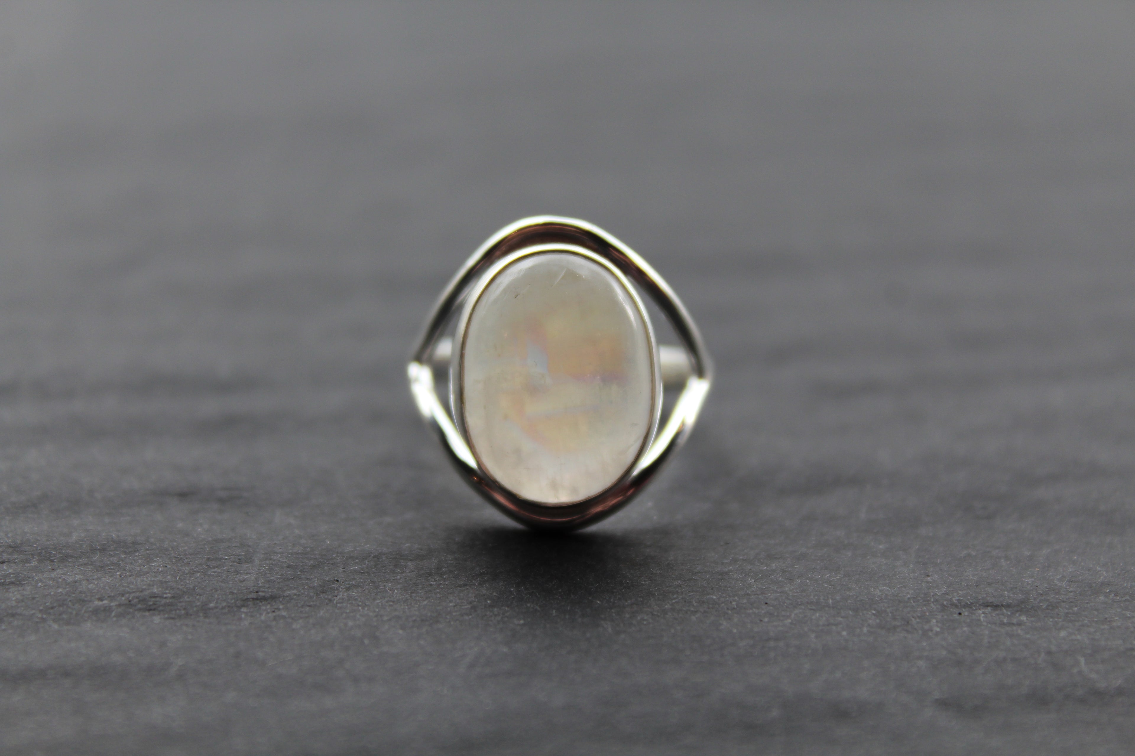 Oval Moonstone Silver Ring