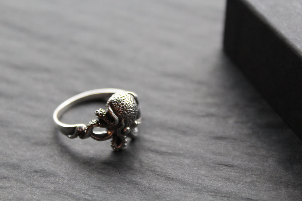 Oxidised Silver Octopus Ring