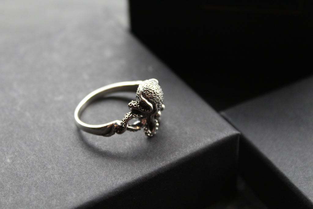 Oxidised Silver Octopus Ring