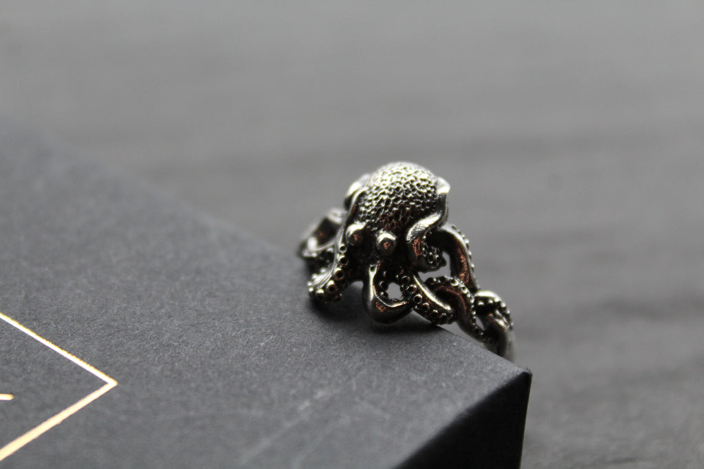 Oxidised Silver Octopus Ring