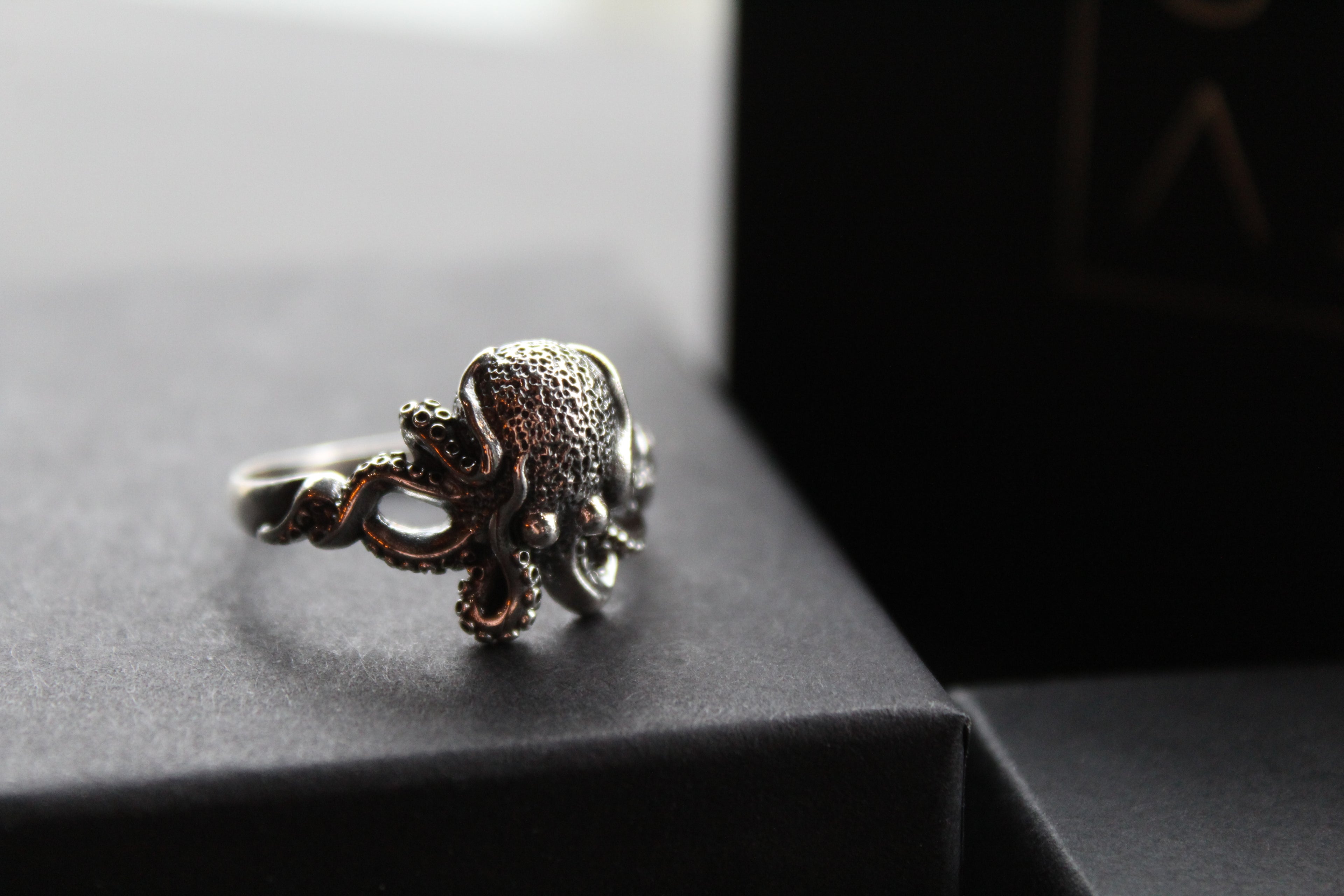 Oxidised Silver Octopus Ring