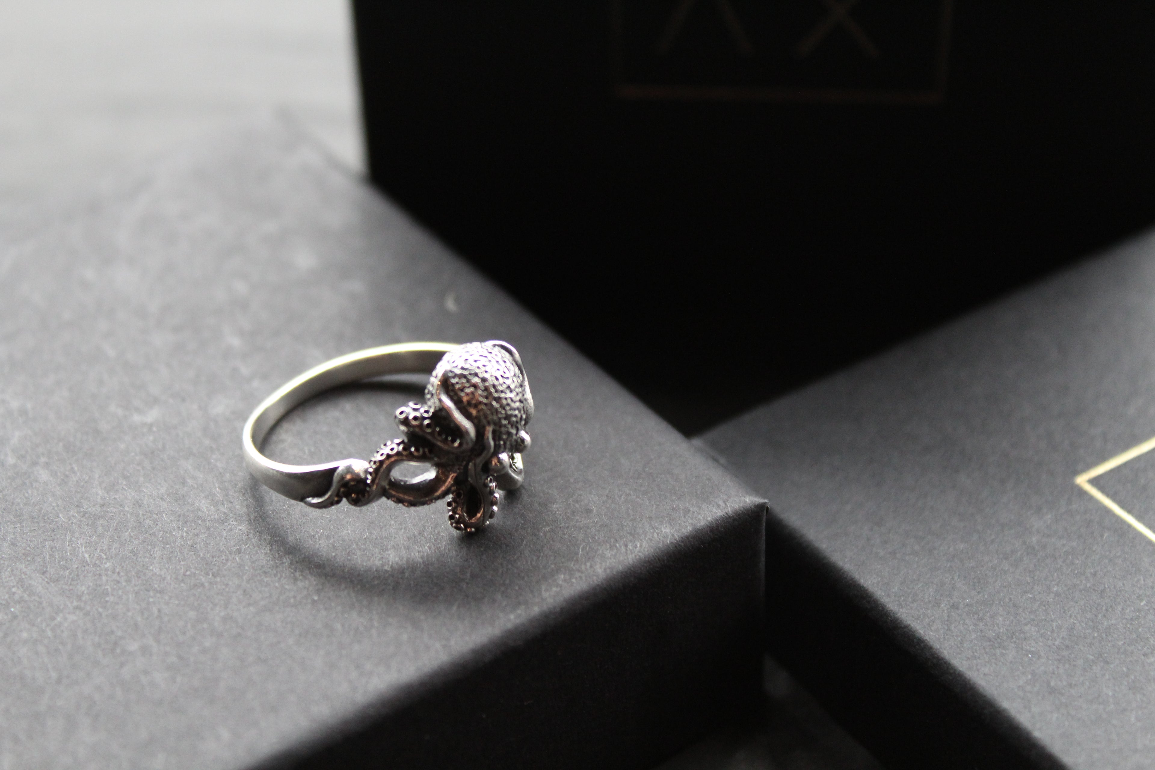 Oxidised Silver Octopus Ring