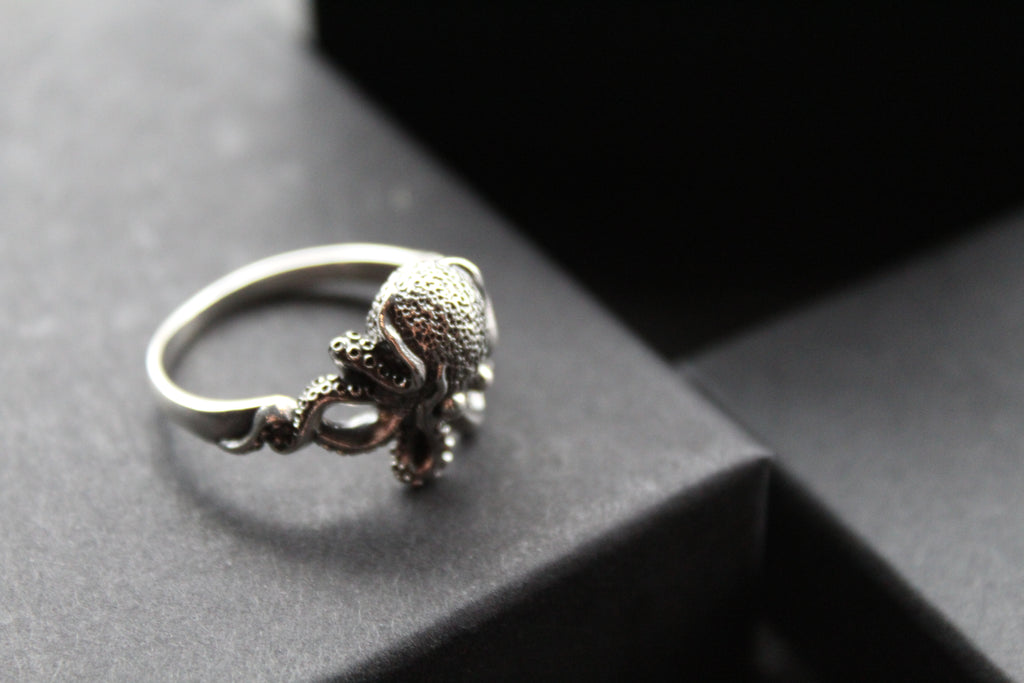 Oxidised Silver Octopus Ring