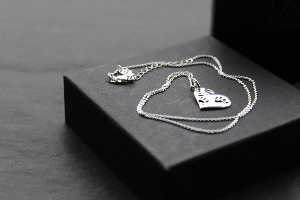 Paw Print Heart Necklace