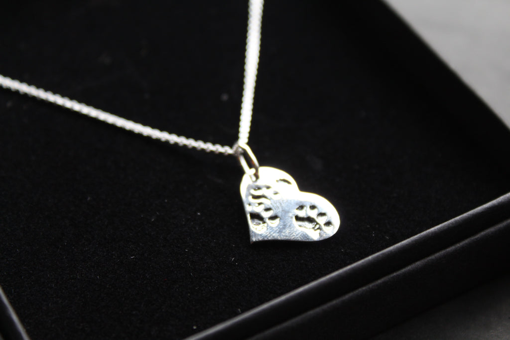 Paw Print Heart Necklace
