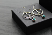Load image into Gallery viewer, Pendulum Hoop &amp; Turquoise Cab Stone Earrings
