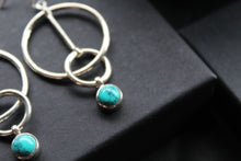 Load image into Gallery viewer, Pendulum Hoop &amp; Turquoise Cab Stone Earrings
