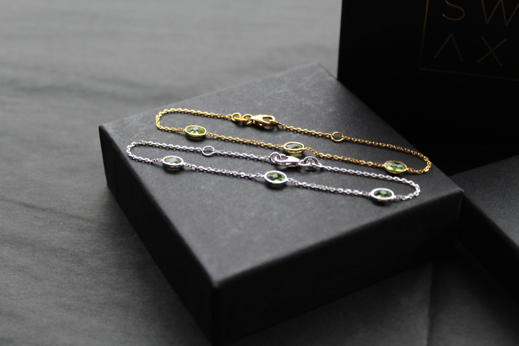 Peridot Cubic Zirconia Chain Bracelets