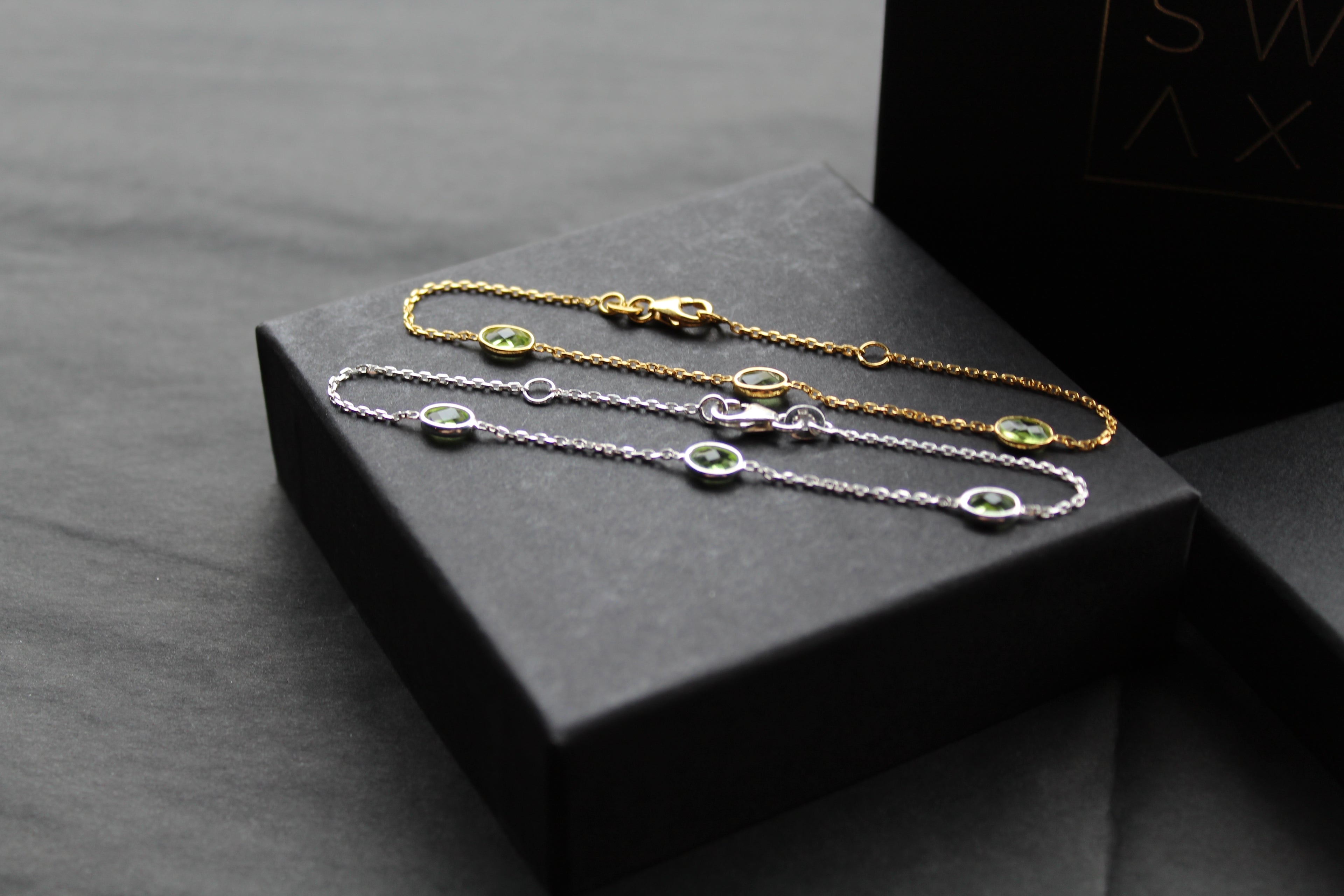Peridot Cubic Zirconia Chain Bracelets