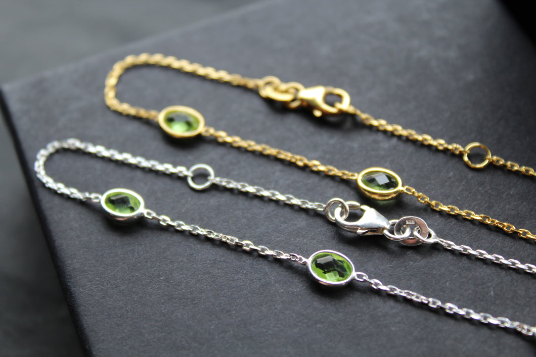 Peridot Cubic Zirconia Chain Bracelets