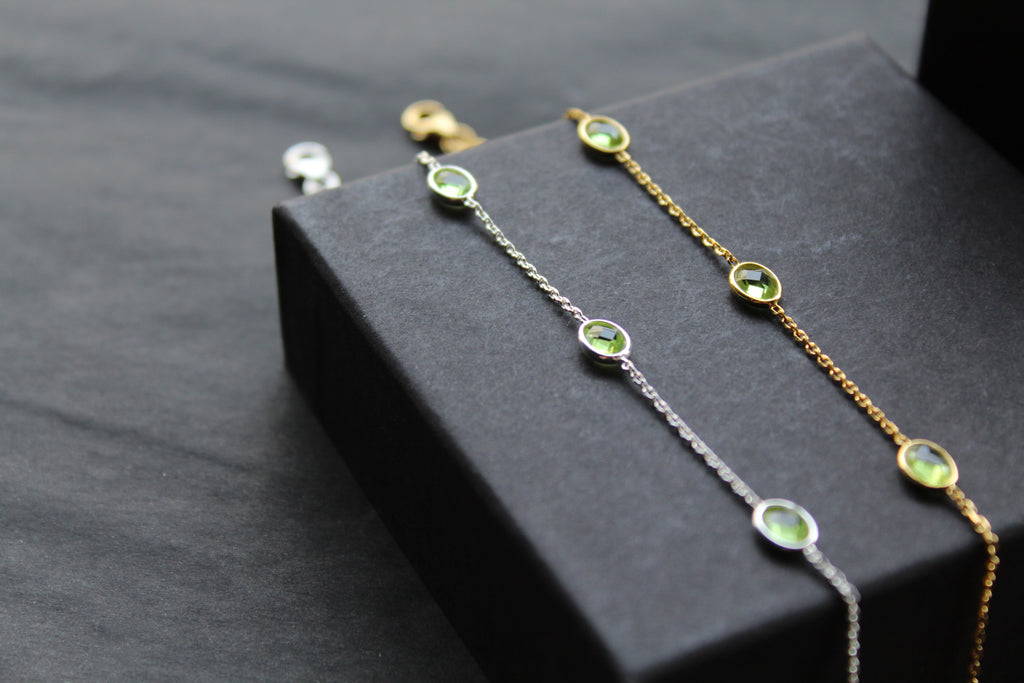 Peridot Cubic Zirconia Chain Bracelets