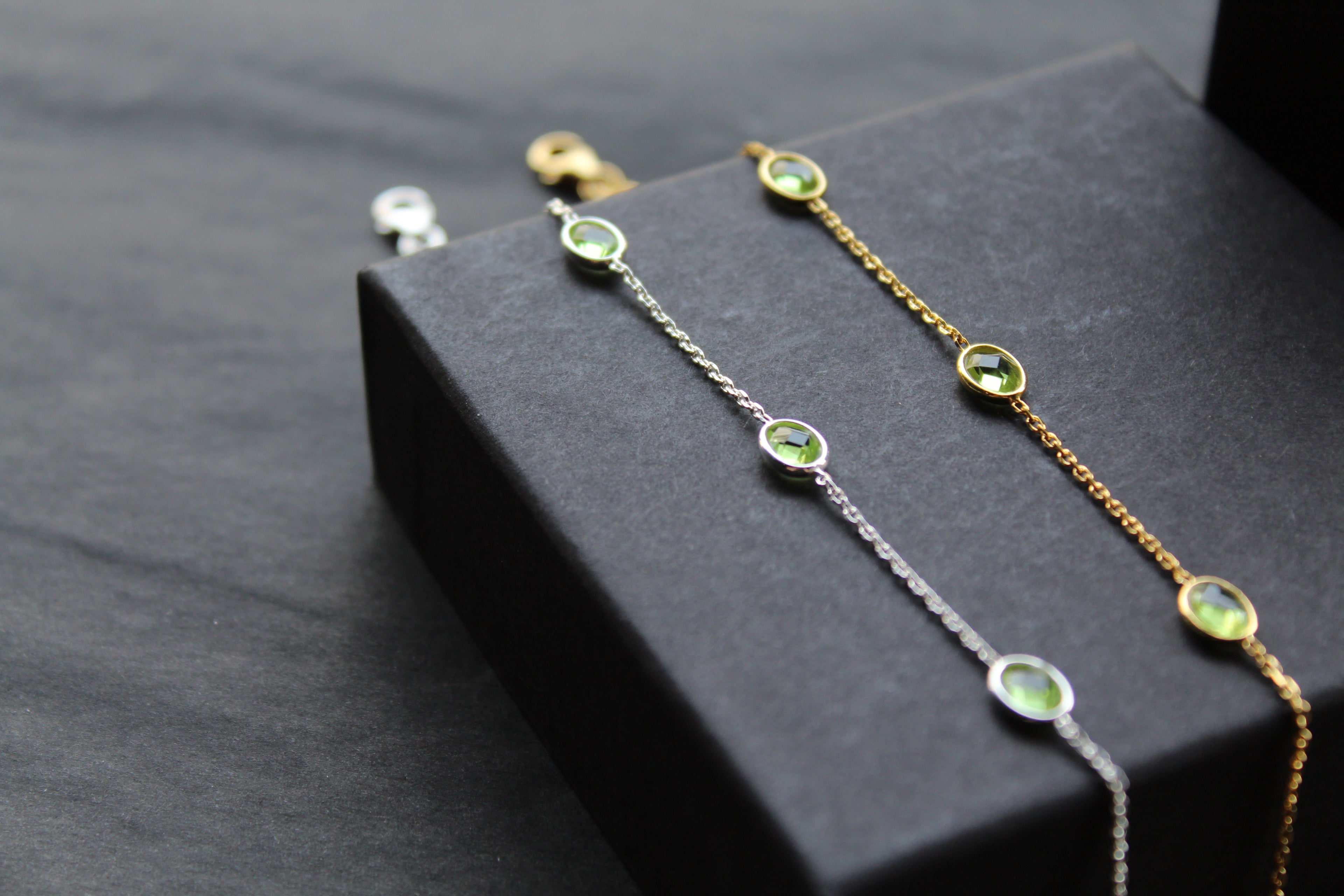 Peridot Cubic Zirconia Chain Bracelets