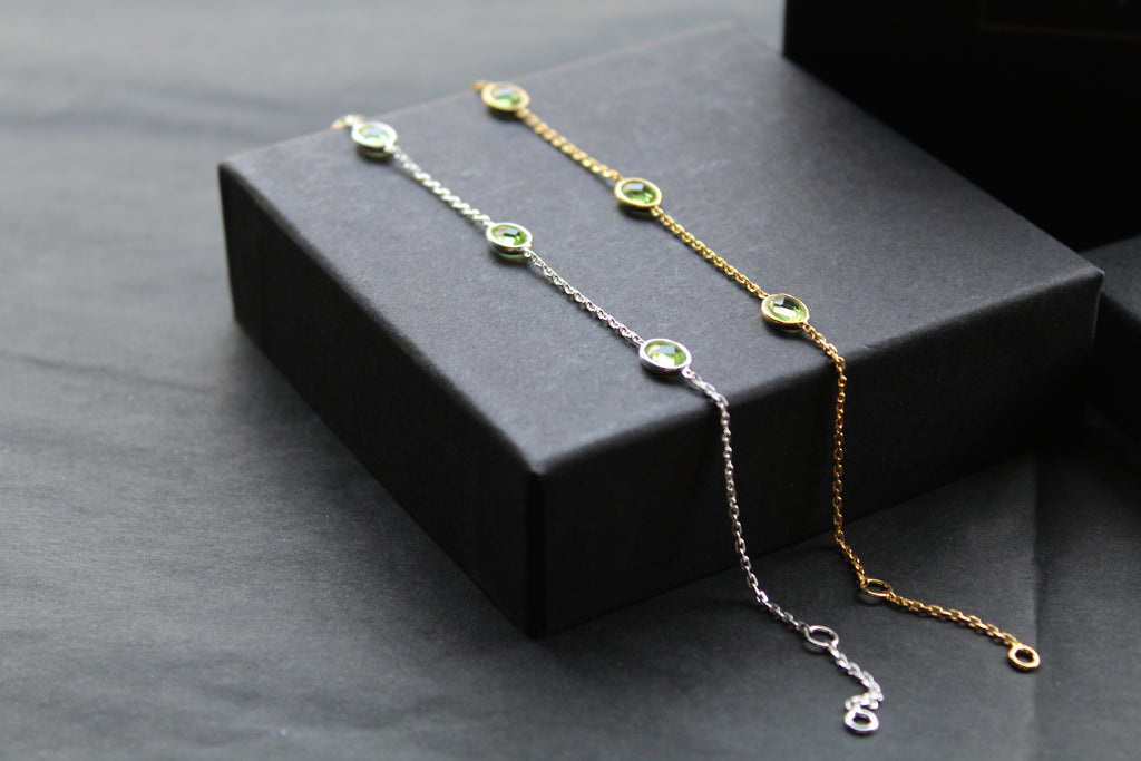 Peridot Cubic Zirconia Chain Bracelets