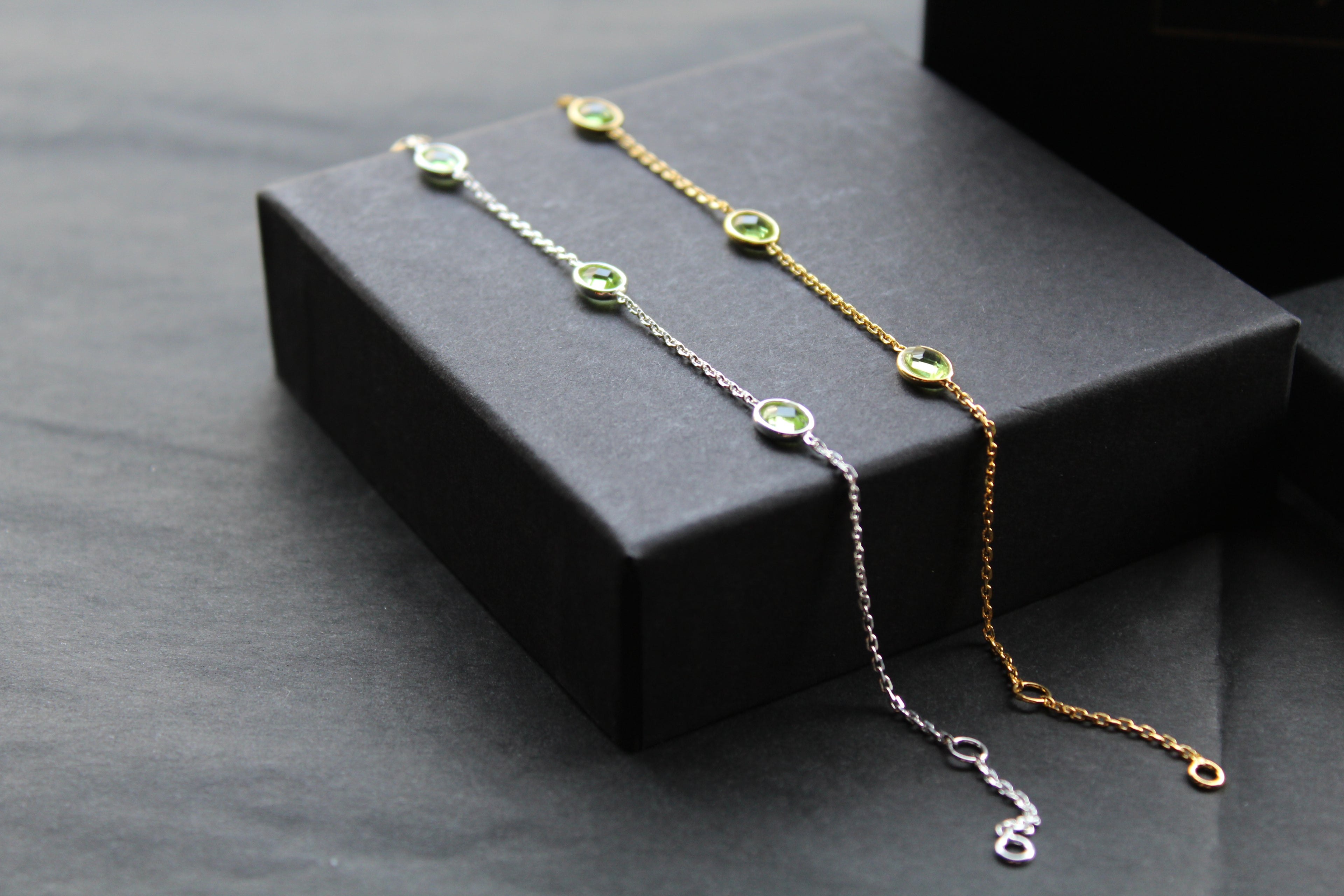 Peridot Cubic Zirconia Chain Bracelets