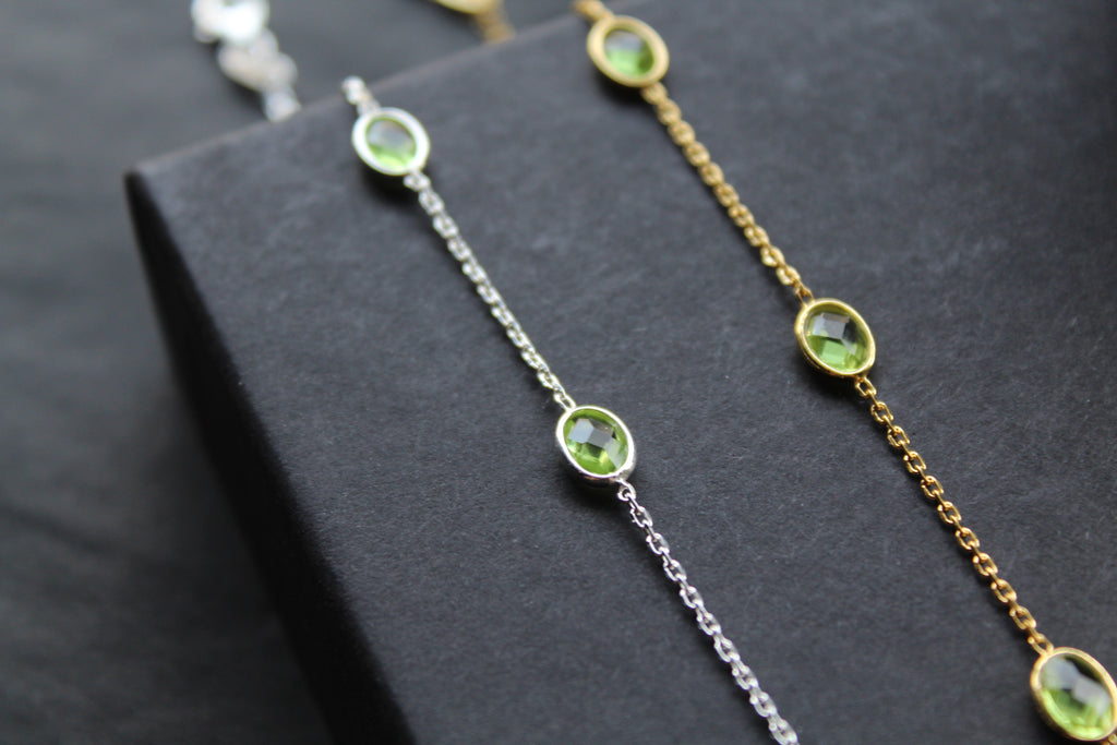Peridot Cubic Zirconia Chain Bracelets