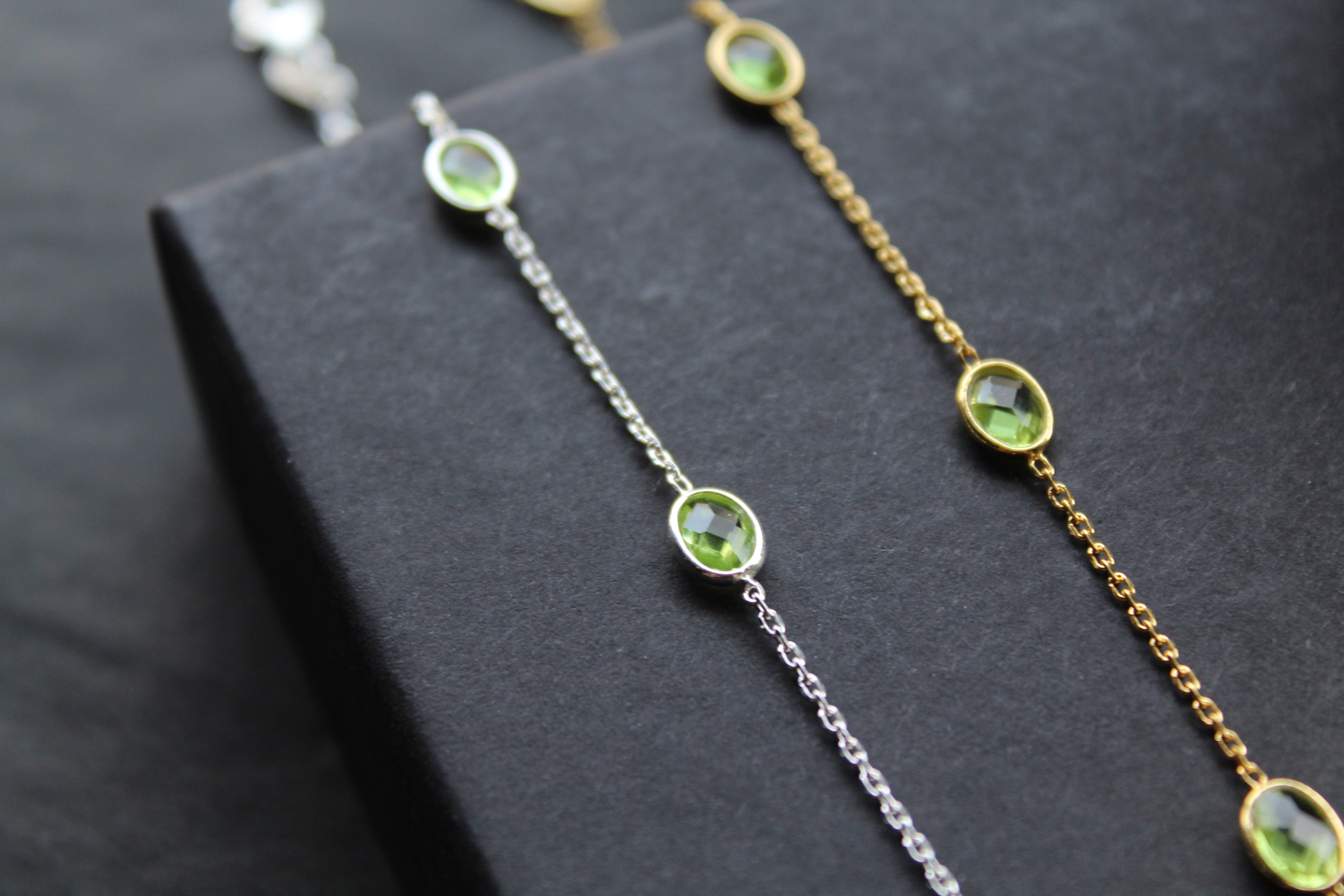 Peridot Cubic Zirconia Chain Bracelets