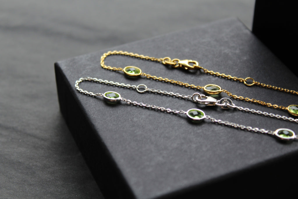Peridot Cubic Zirconia Chain Bracelets