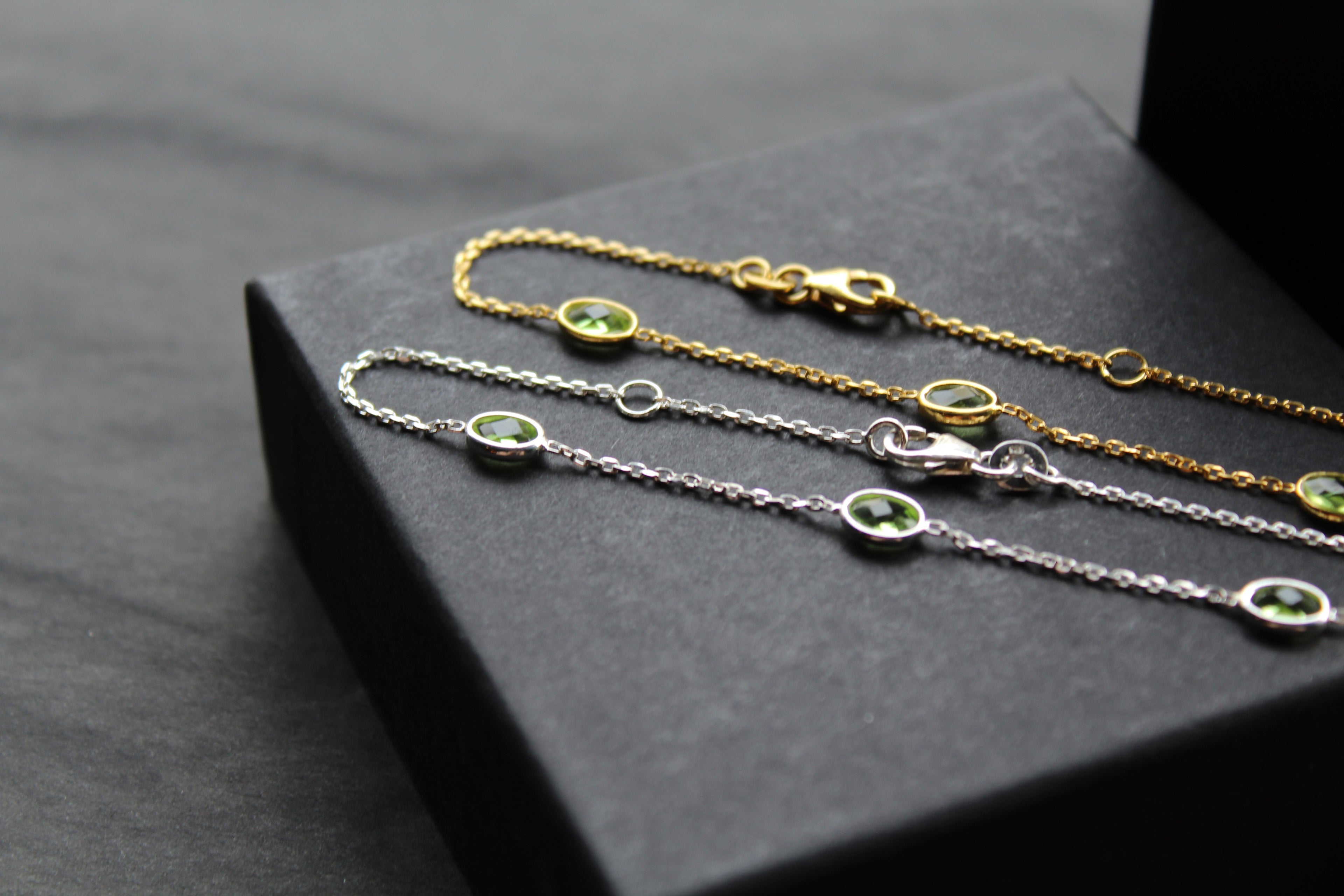 Peridot Cubic Zirconia Chain Bracelets